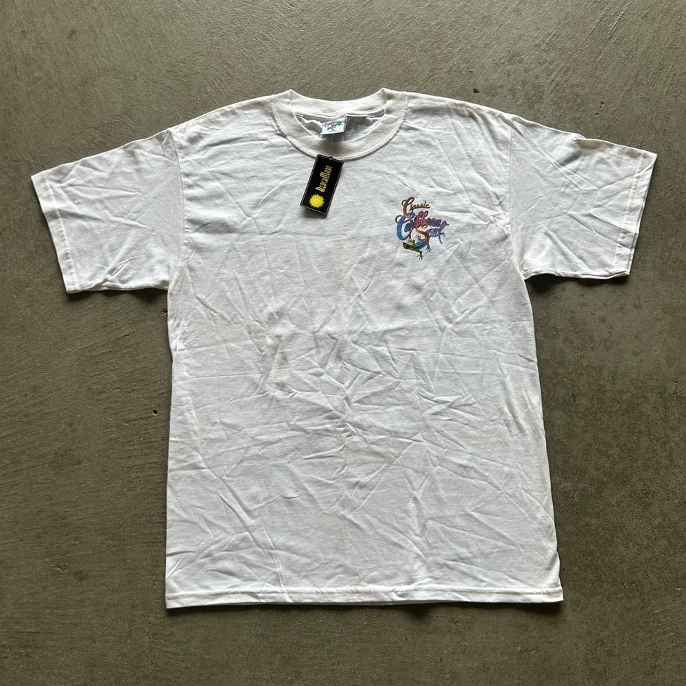 Vintage 90s Caribbean Soul Shirt Size Large White Lizard Loose 1996 NEW W TAGS